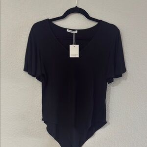 Mangopop Black Fitted Short Sleeve Bodysuit